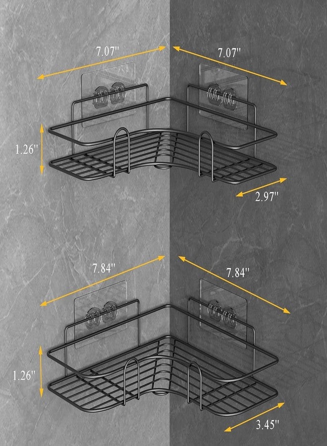 JIALTO Metal Bathroom Shelf for Wall, 2 Pcs Bathroom Accessories Self Adhesive, Ideal for Organiser, Multipurpose Corner Shelf (Big Corner Black) - Image 2